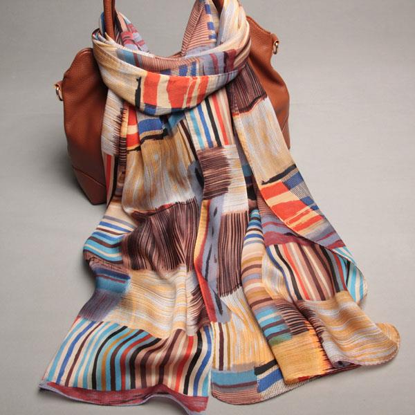  Women Printed 100% Silk Scarves