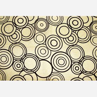Woven Polyester Linen Look Fabric with circle flocking