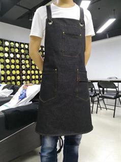 Black Cotton Denim Apron