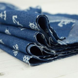 Frayed Dark Blue Denim Fabric