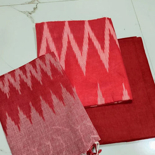 Ikat Hand Woven Unstitched Salwar Suit with Dupatta