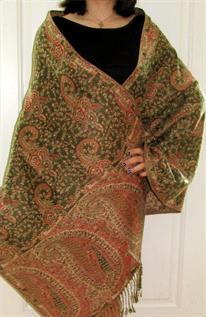 100% Pashmina, Red, Green