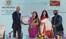 L-R: S Hari Shankar, Chairman, India ITME Society; Roop Rashi Mahapatra, IA&AS, Textile Commissioner, India; Swati Pandey, Postmaster General, India Post; Ketan Sanghvi, Treasurer, India ITME Society.