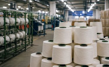 100% polyester yarn under pressure as crude and...