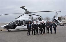 Executives of Airbus Helicopters and Hexcel in front of third H160 prototype; Courtesy: Hexcel