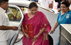 Union minister for finance and corporate affairs Nirmala Sitharaman arriving at Parliament House to present Union Budget  2019-20. Pic: PIB