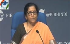 Nirmala Sitharaman addressing the press conference. Pic: YouTube/PIB