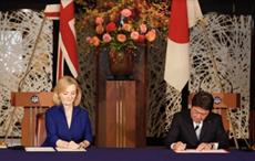 UK international trade secretary Liz Truss (left) and Japan’s foreign minister Motegi Toshimitsu signing the UK–Japan CEPA. Pic: Gov.UK