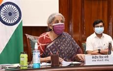 India's minister for finance and corporate affairs Nirmala Sitharaman chairing the 43rd GST Council meeting, through video conferencing, on May 28, 2021. Pic: PIB