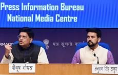 India's minister of textiles Piyush Goyal (left) and information and broadcasting minister Anurag Singh Thakur addressing a press conference on Cabinet decisions in New Delhi. Pic: PIB