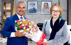 BGMEA President Faruque Hassan (left) with UN Resident Coordinator in Bangladesh Mia Seppo Pic: BGMEA