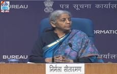 Indian finance minister Nirmala Sitharaman addressing a press conference after the GST Council meeting in New Delhi. Pic: Youtube.com/PIB