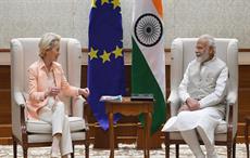 India’s Prime Minister Narendra Modi (left) meeting the President of the European Commission, Ursula Von Der Leyen, in New Delhi on April 25, 2022. Pic: PIB