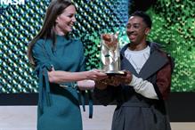 The Duchess of Cambridge presents Saul Nash the Queen Elizabeth II Award. Pic: British Fashion Council