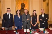 (From L-R) Simone Cipriani, Alessia Cappello, Carlo Capasa, Laura Balmond, Riccardo Vannett. Pic: Ellen MacArthur Foundation