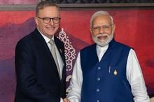 Australian Prime Minister Anthony Albanese (L) with Indian Prime Minister Narendra Modi at G20 Summit. Pic: @AlboMP/Twitter