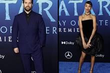 Henry Cavill (left) and Zoe Saldana (right) on the red carpet at Avatar: The Way of Water premiere in Los Angeles wearing items featuring fabric made of Tencel fibres. Pic: Getty Images/ RCGD Global