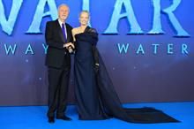 Suzy Amis Cameron (r) and James Cameron (l) in bespoke looks by Vivienne  Westwood and Huntsman made of Tencel branded Lyocell fibres. Pic: Getty Images/ RCGD Global