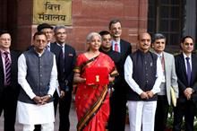 India’s Minister for Finance and Corporate Affairs Nirmala Sitharaman before departing from North Block to Parliament House to present the Union Budget 2023-24, in New Delhi on February 1. Pic: PIB