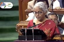 Finance minister Nirmala Sitharaman giving her Budget Speech in Parliament today. Pic: Sansad TV