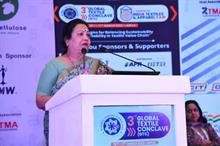 Indian minister Darshana Vikram Jardosh addressing the valedictory session of GTC 2023, organised by CITI, in Jaipur. Pic: Twitter / @DarshanaJardosh