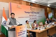 India’s minister of commerce and industry Piyush Goyal speaking at the launch event of ‘Foreign Trade Policy 2023’. Pic: PIB