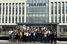 Delegates from Surat textile industry at Qingdao Haijia Machinery Ltd’s plant in China. Pic: Pandesara Weavers Cooperative Society