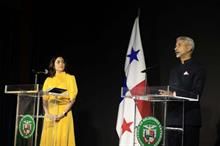 (L) Janaina Tewaney Mencomo, Minister of Foreign Affairs of Panama with Dr S Jaishankar, Minister of External Affairs of India, in Panama. Pic: Dr S Jaishankar/Twitter 