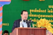 Cambodian Prime Minister Hun Sen at the ground-breaking ceremony of Sihanoukville Autonomous Port. Pic: Cambodia’s ministry of public works and transport