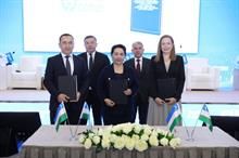(L-R) Ilkhom Khaydarov, Bekhzod Musayev, Tanzila Narbayeva, Bakhtiyor Makhmadaliyev, and Rachel Beckett. Pic: Senate of the Republic of Uzbekistan/Better Cotton