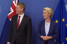Prime minister of New Zealand Chris Hipkins (left) and president of the European Commission Ursula von der Leyen (right). Pic: Ursula von der Leyen / Twitter