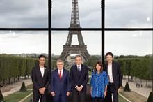 LVMH CEO Bernard Arnault (third from left) and vice-chairman Antoine Arnault (right). Pic: Philippe Servent/LVMH