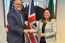 Washington State governor Jay Inslee (left) and Uk’s minister for industry and economic security Nusrat Ghani (right). Pic: Nusrat Ghani/Twitter