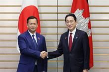 Cambodian Prime Minister Hun Manet (L) with Japanese Prime Minister Kishida Fumio. Pic: PMO Japan