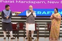 L-R: Textiles Minsiter Piyush Goyal, Prime Minister Narendra Modi and MoS Textile Darshana Jardosh at the inauguration of Bharat Tex 2024.