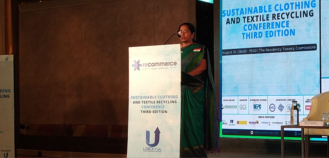 K Nalini speaking at the inauguration of the conference. Pic: Fibre2Fashion
