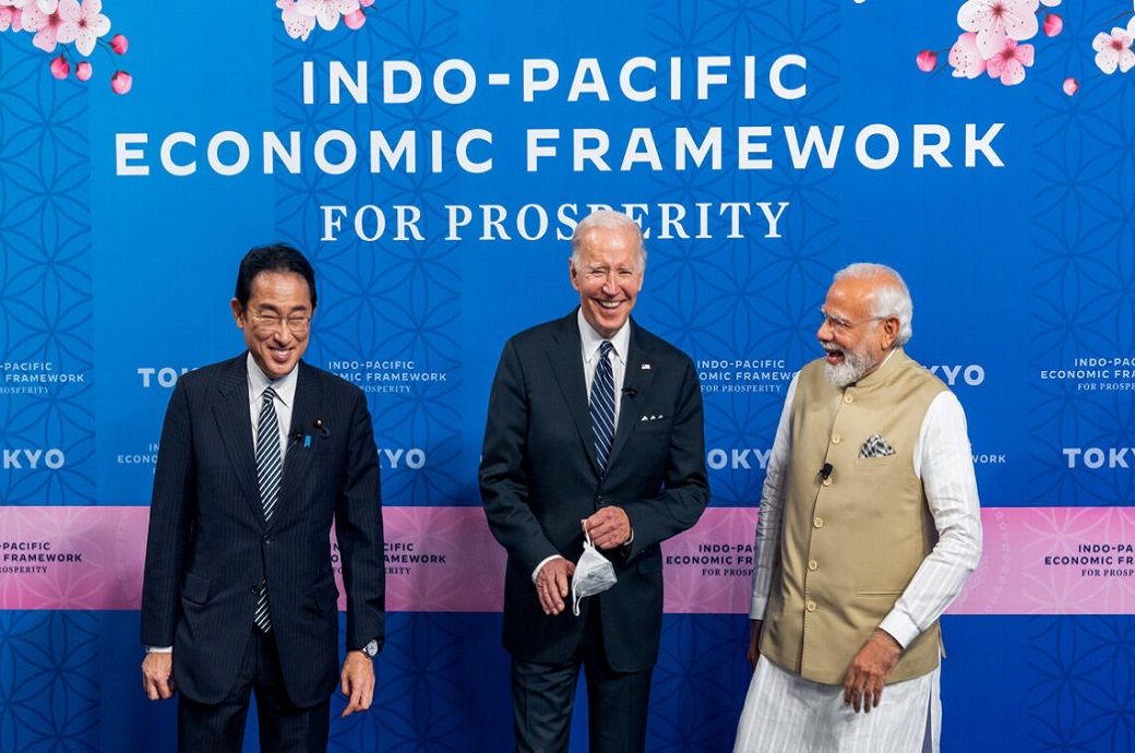(Left) Japanese Prime Minister Fumio Kishida, US President Joe Biden and Indian Prime Minister Narendra Modi.Photo: US Embassy and Consulates in India