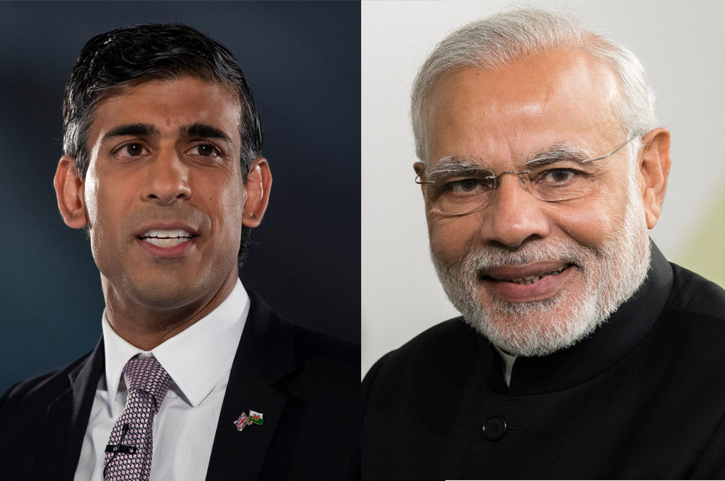 UK Prime Minister Rishi Sunak (L) and Indian Prime Minister Narendra Modi. Pic: Shutterstock
