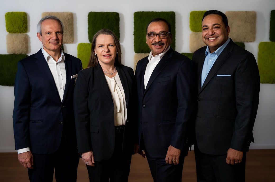 (L-R) Thomas Bucher, CFO; Heike van de Kerkhof, Archroma CEO; Sameer Singla, CEO of Archroma Paper, Packaging & Coatings; Rohit Aggarwal, CEO of Archroma Textile Effects. Pic: Archroma