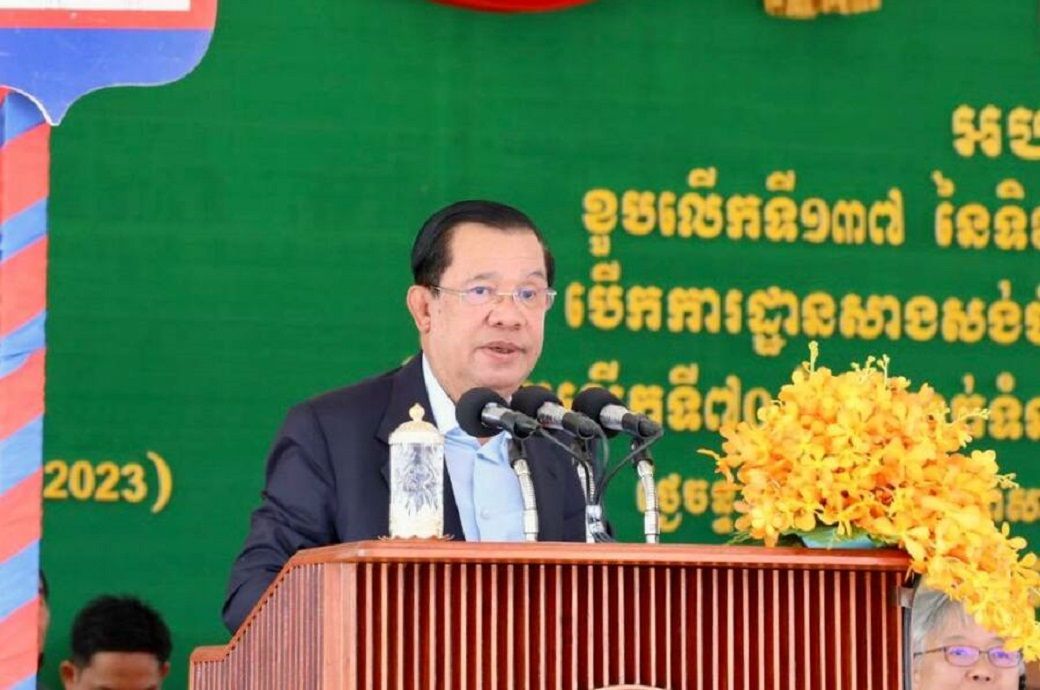 Cambodian Prime Minister Hun Sen at the ground-breaking ceremony of Sihanoukville Autonomous Port. Pic: Cambodia