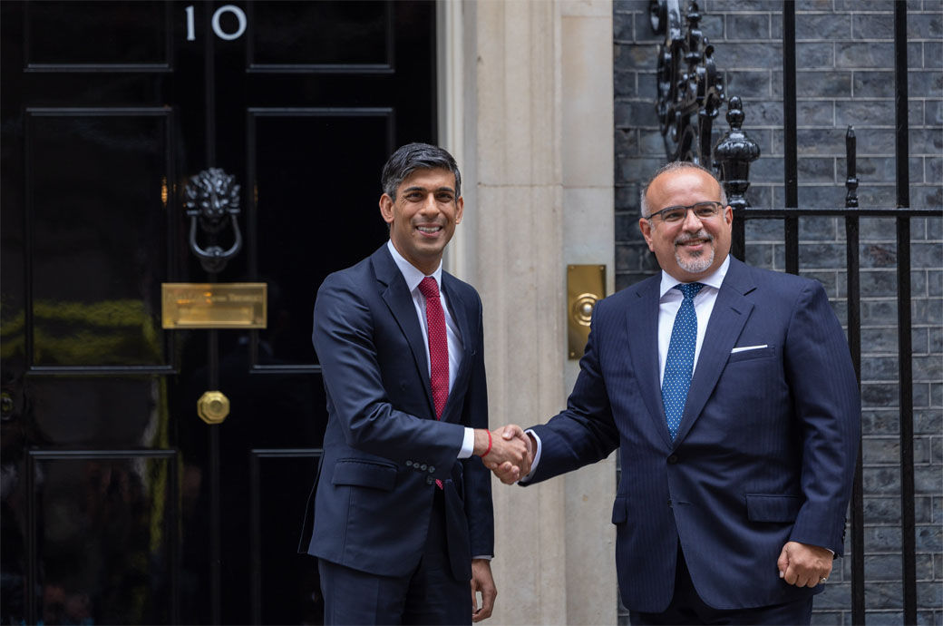 PM Rishi Sunak hosted the Crown Prince of Bahrain. Pic: UK Prime Minister/Twitter