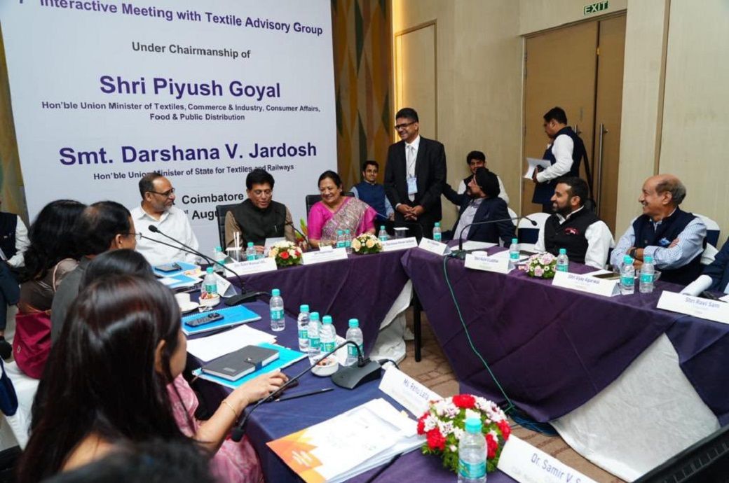 Minister of textiles Piyush Goyal & MoS for textiles Darshana Jardosh at TAG meeting in Coimbatore. Pic: Piyush Goyal/X (formerly Twitter) 