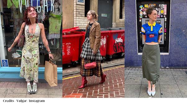 A collage of women walking on a sidewalkDescription automatically generated