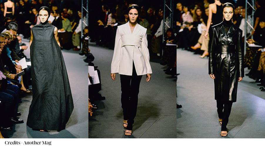 A collage of women walking down a runway
Description automatically generated