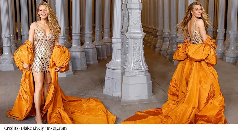 blake lively orange dress #BlakeLively is giving Fall in this autumnal orange gown. @LACMA #tiktokfashion