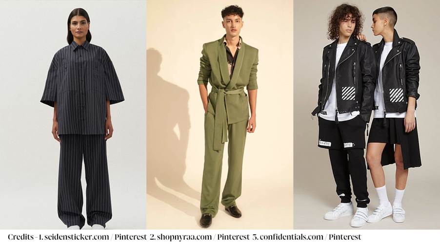 Collage of men in various outfits with auto-generated descriptions