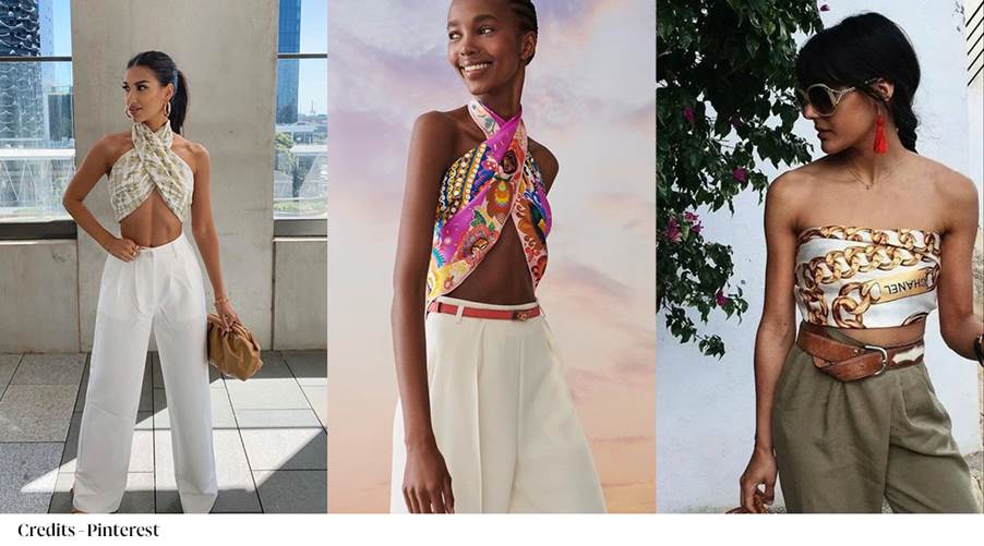 Collage of women in different outfits with auto-generated descriptions