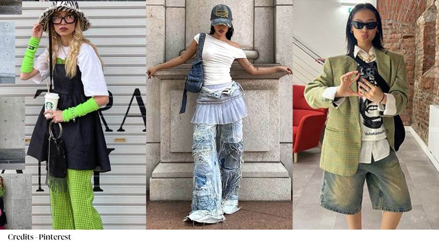 Collage of people in different outfits with auto-generated descriptions