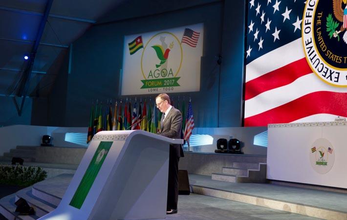 Robert Lighthizer speaking at the opening of the ministerial plenary of the 16th Forum of AGOA, in Lome. Courtesy: US Embassy in Togo
