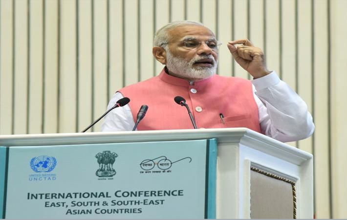 Prime Minister Narendra Modi addressing at the inauguration of the International Conference on Consumer Protection for East, South & South-East Asian Countries, in New Delhi. Courtesy: PIB